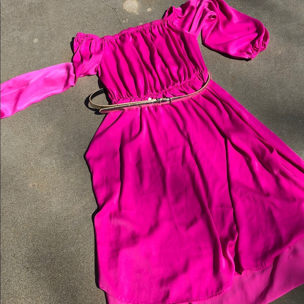 High low off shoulder dress